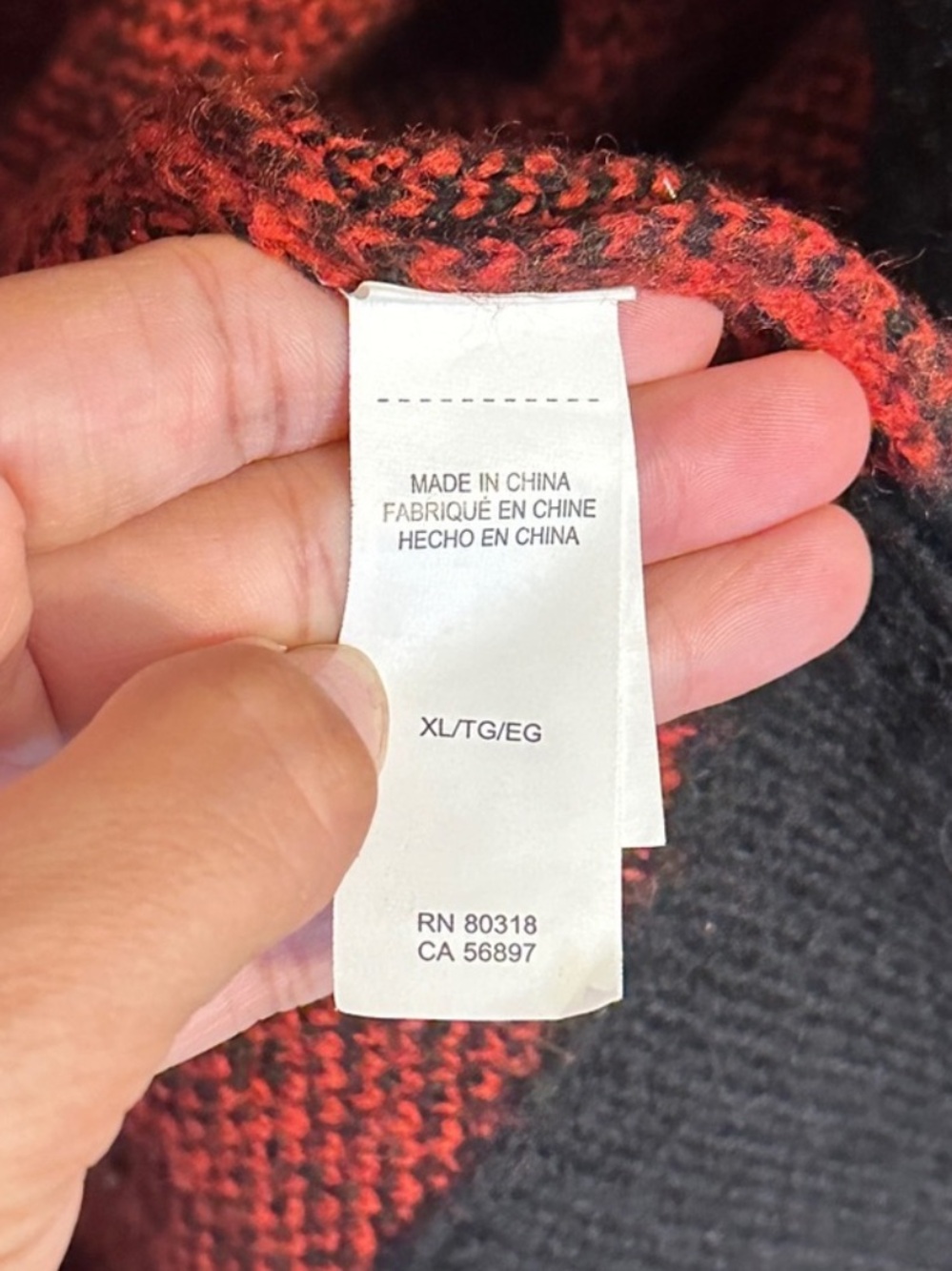 Lucky Brand Open Front Buffalo Plaid Relaxed Cardigan Sweater, Red & Black, XL - Picture 5 of 9